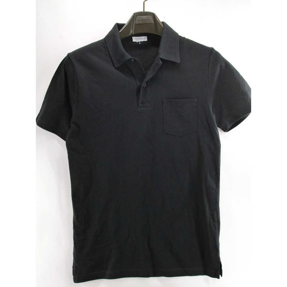 Sunspel England 1860 Mens Black Collared Short Sleeve Polo Golf Shirt